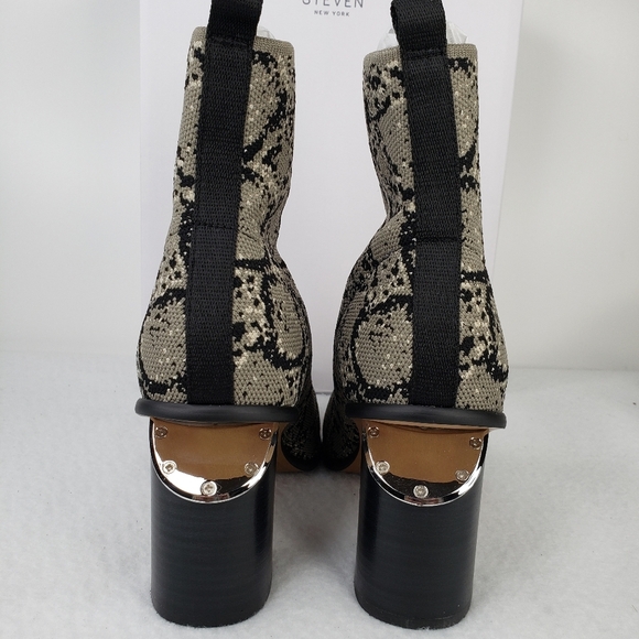 Steven N.Y. Nikia Multi Color Snake Print Fabric Notch Out Heel Boot Sz 8 & 8.5 - Picture 4 of 15